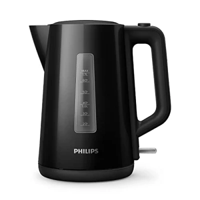 Immagine di Philips Series 3000 Bollitore, Capacità 1,7 L, Formato Famiglia, Resistenza Piatta, Spia Luminosa LED, Facile Riempimento, Indicatore in Tazze, Nero (HD9318/20)