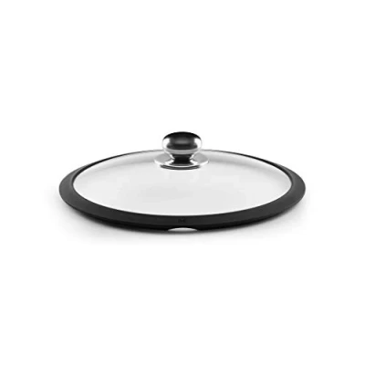 Immagine di Castey T32 Coperchio in Vetro con Anello Silicone e pomello Acciaio, 32 cm, Trasparente