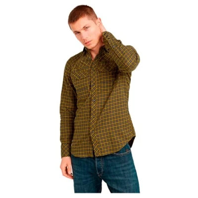 Immagine di G STAR RAW Dakota Maglietta a Maniche Lunghe, Slim, Multicolore (Tapenade Chibi Check D25223 d818 g906), M Uomo