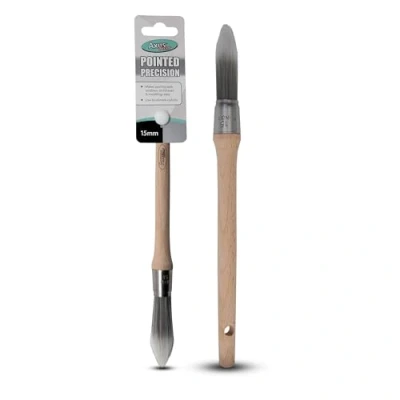 Immagine di Axus Décor Pennello Pointed Precision con ghiera in acciaio inox e setole sintetiche extrafini da 1,5 cm, colore: Grigio