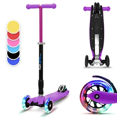 Immagine di Fun Pro Two Monopattino per bambini a partire da circa 5 anni, fino 80 kg di peso, ruote LED, pieghevole, certificato TÜV, Lila
