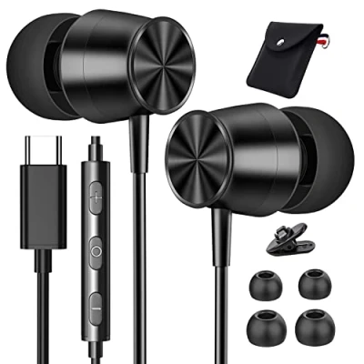 Immagine di Cuffie USB C per Samsung Galaxy S23 S22 S24 S21 A54 A53 A33 5G, Auricolari con Microfono Alta Definizione in Ear iPhone 15 OnePlus 11 Google Pixel 8 7 6 Pro iPad 10 Air 4