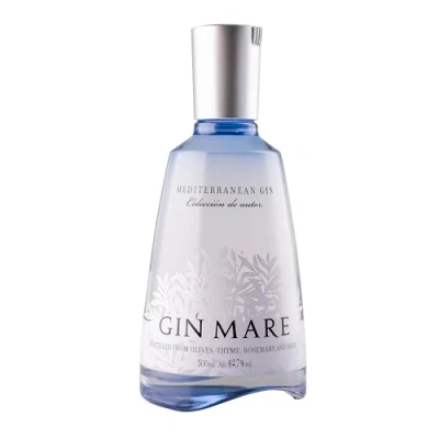 Immagine di Gin Mare Mediterranean 500 ml Premium con 4 botaniche principali che ricordano le coste mediterranee. 42,7% vol.