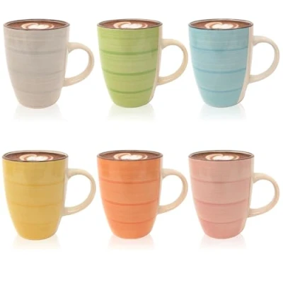 Immagine di COM FOUR® 4x tazza da caffè in ceramica dal design moderno caffettiera per bevande calde e fredde 260 ml (04 pezzi blu/verde/rosa/beige)
