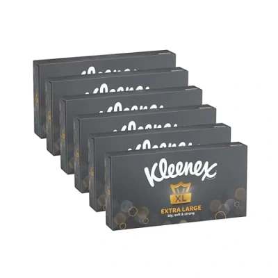 Immagine di Kleenex Fazzoletti per il viso extra large da uomo, 2 veli, 90 fogli, confezione 6