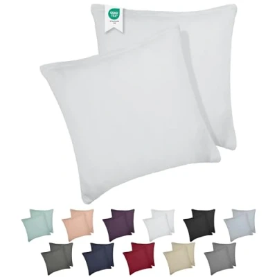 Immagine di BARBONS Federe Cuscini Letto Cotone 80x80 cm 165 g/m² 100% Certificato Oeko TEX Set di 2 Copricuscino Antiacaro Ipoallergenica Morbida e Traspirante(80x80 Bianco)