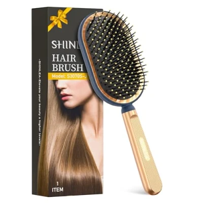 Immagine di SHINLEA spazzola per capelli a cuscino, bagnati/asciutti, lisciante, massaggiante il cuoio capelluto, uomini, donne e bambini, riduce i grovigli la rottura dei