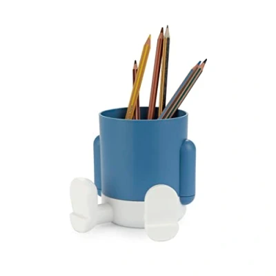 Immagine di Balvi Porta matite Mr Sitty Colore Blu Design colorato e Originale con Due Scomparti Plastica