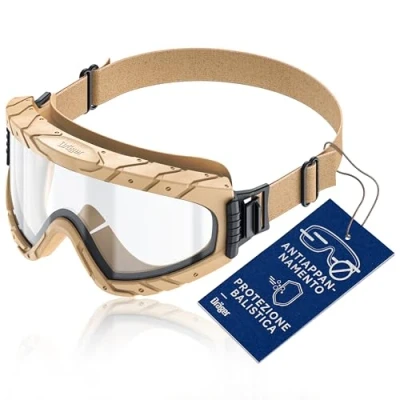 Immagine di Dräger occhiali protettivi X pect 4900 di sicurezza leggeri e trasparenti antigraffio, antivento antiappannamento adatti per portatori color sabbia