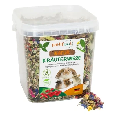 Immagine di petifool Mangime complementare per roditori, Prato Erbe aromatiche, Cibo Conigli Naturale e Sano, Confezione da 1 (1 x 380 g)