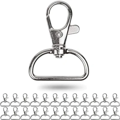 Immagine di Moschettoni Portachiavi confezione da 24 pz per ricambi e progetti creativi, larghezza 25 mm, con anello rotante a 360, piccoli ganci Moschettone borse tracolle, Girevole Ring