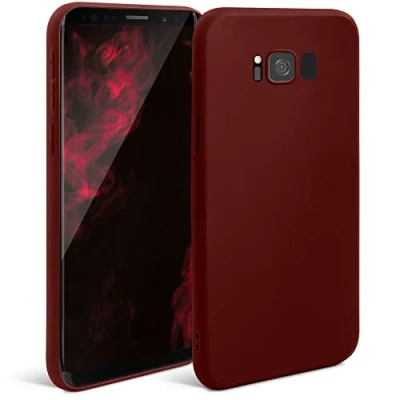 Immagine di Moozy Minimalist Series, Cover in Silicone per Samsung S8, Vino Rosso Finitura Opaca, Custodia Sottile e Morbida TPU