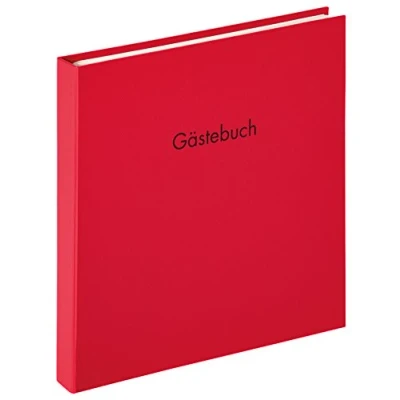 Immagine di walther design guestbook rosso 26 x 25 cm con goffratura e rilegatura a spirale, Fun GB 206 R