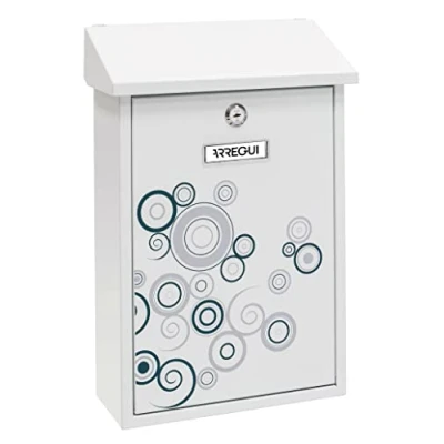 Immagine di ARREGUI Premium E5606 Cassetta Postale Individuale in Acciaio con Serigrafia Decorativa &quot;Spark&quot;, Dimensione M (DIN A4 e Riviste), Bianco