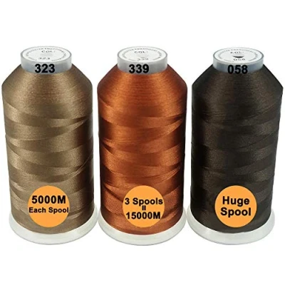 Immagine di New brothread Set di 3 Diversi Marrone Colori poliestere filo ricamo macchina grande bobina 5000M per tutte le macchine da