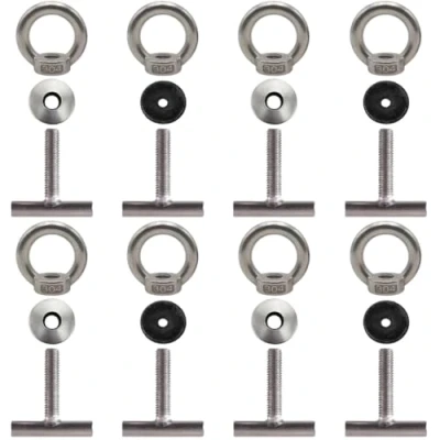Immagine di Twowinds Kit Fissaggio Carico su Rotaia, Viti di Fissaggio, Ganci Ancoraggio Merci alla Aggancio Sicuro Bagagli Compatibile con Multivan Transporter California T5 T6 7e5883189a (Set 8)