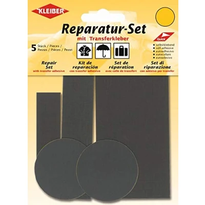 Immagine di Kleiber Set di 5 Toppe autoadesive in Nylon per Riparazione Vestiti, Varie Misure, Grigio, unità