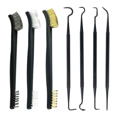 Immagine di 3 spazzole speciali per la pulizia a doppia testa, con 4 gancio pulizia, filo di acciaio, rame, set in nylon, mini attrezzi sporco e