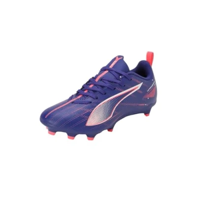 Immagine di Puma Ultra 5 PLAY FG/AG JR Unisex Scarpe da calcetto con tacchetti per bambini, Taglia: 38, Lapis lazuli/white/sunset glow Sintetico