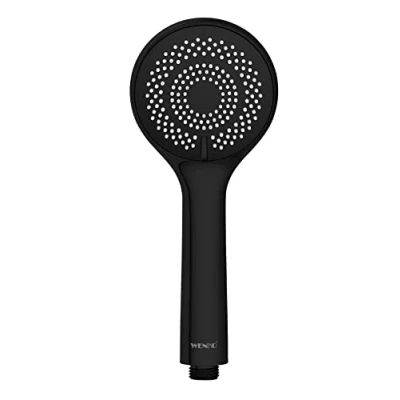 Immagine di Wenko Soffione Doccia Watersaving, Doccetta universale, con sistema di risparmio idrico, ecosostenibile, idrico del 40% il comfort elevato, Ø 9.5 cm, ABS, Nero Opaco