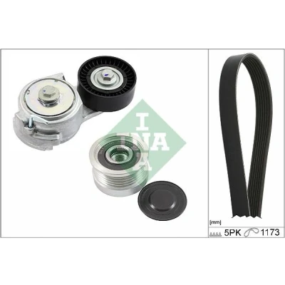 Immagine di INA 529 0478 20 Kit cinghie Poly V con puleggia a ruota libera ABARTH: 500C / 595C 695C Cabrio, 500 595 695 Hatchback