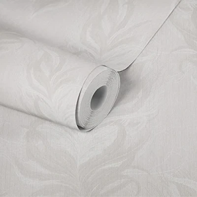 Immagine di Livingwalls Carta da parati con piume Mata Hari in tessuto non tessuto, bianco effetto glitter finemente strutturato, 380091