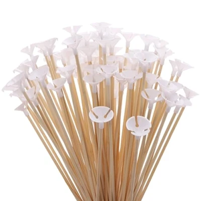 Immagine di Toyland® Confezione da 100 32 cm (12,5&quot;) Bastoncini e bicchieri per palloncini in bambù Ecologico, riutilizzabile riciclabile Decorazione feste