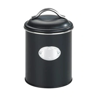 Immagine di WENKO barattolo portaoggetti nero 1 litro, salvafreschezza, ermetico, in metallo verniciato, Ø 11,5 x 16,5 cm, colore