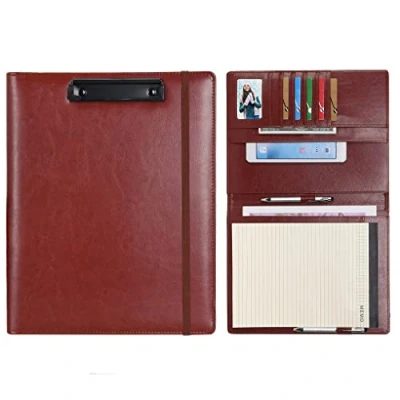 Immagine di Wonderpool A4 Appunti in PU pelle Partfolio Notepad Porta moduli Intervista Planner Meeting Scrittura Padfolio File documenti per ufficio Viaggi Scuola Hotel Ospedale(A4,Marrone)