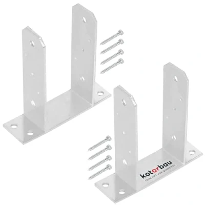 Immagine di KOTARBAU® 2 supporti per pali da 100 mm TT in acciaio zincato a caldo, ancoraggio, legno, di metallo, base quadrati