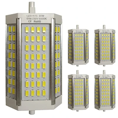 Immagine di LED ATOMANT Confezione da 5 Lampadina R7S 30W 118mm Regolabile, Colore Bianco Caldo (3000K), 3000 Lumen, 360 gradi, Sensa Ventilatore