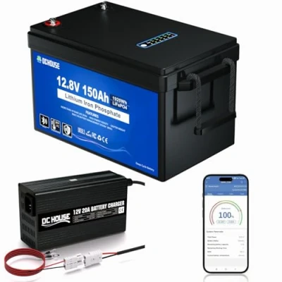 Immagine di La batteria al litio LiFePO4 12V 165Ah di DCHOUSE, dotata Bluetooth e protezione dalle basse temperature (tipo Deep CycleLite per cicli profondi), è perfetta camper, impianti solari