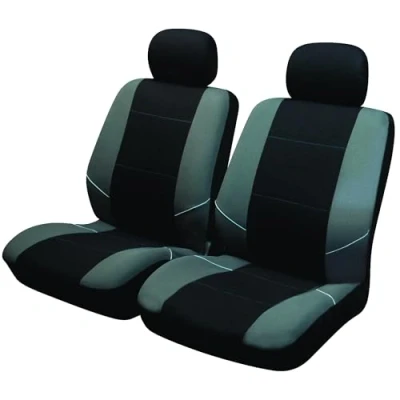 Immagine di Sakura Merton SS3633 Set di Coprisedili e Copri Poggiatesta per Sedili Anteriori Auto, Universale, Bordi Elasticizzati, Compatibile con Airbag Laterale, Lavabile in Lavatrice, Nero/Grigio