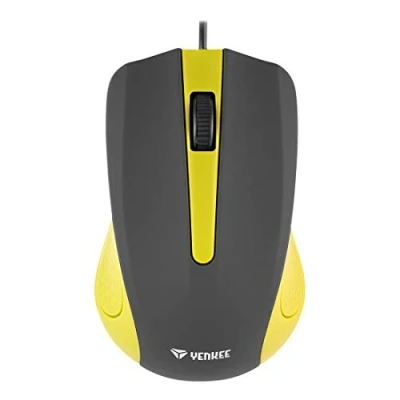 Immagine di Yenkee YMS 1015YW Mouse USB con Cavo SUVA, Design ergonomico, per casa e Ufficio, Lunghezza Cavo: 1,25 m, Colore: Giallo