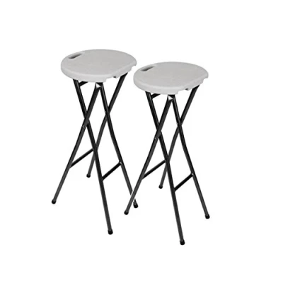 Immagine di FPS145 Set di 2 sgabelli da bar, resistenti alle intemperie, struttura in acciaio impermeabile, altezza: 80 cm