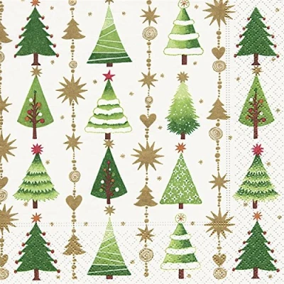 Immagine di 20 tovaglioli con molti alberi verdi/Natale/abete 33 x cm