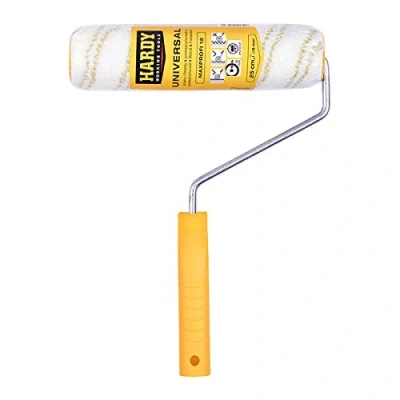 Immagine di HARDY WORKING TOOLS Rullo di Vernice Set, Pennello poliestere, Altezza del pelo 12mm, Lunghezza 25cm, Diametro 48mm, bianco giallo, A0180 512000