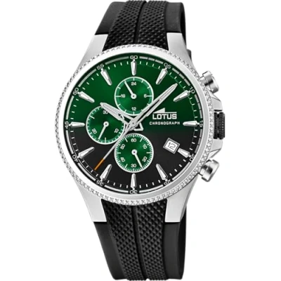 Immagine di Lotus Orologio Uomo 18621/A Chrono Cassa in Acciaio Inox 316L Argento Cinturino Gomma, Verde, striscia