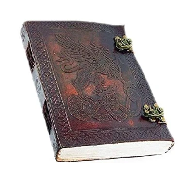 Immagine di OVERDOSE Vintage Celtic Griffin Journal Dragon Diary con Dual C Lock Handmade Antique cartelline portadocumenti pelle uomo donna Diario del taccuino 6x8 pollici 15x20 cm I A5