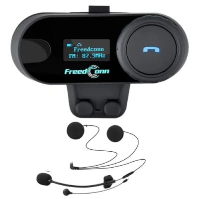 Immagine di FreedConn TCOM SC Interfono Moto con Radio FM, Comunicazione di Auricolare Bluetooth per Casco Cancellazione del Rumore, Wireless Universale Fuoristrada/Motociclo/Motoslitta