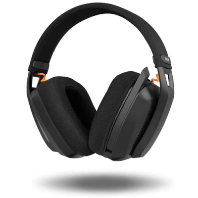Immagine di KROM KANJI Cuffie senza fili, Bluetooth 5.3, 2.4Ghz o connessione USB, altoparlanti da 40 mm, controllo del volume e microfono integrati, archetto regolabile leggero, nero