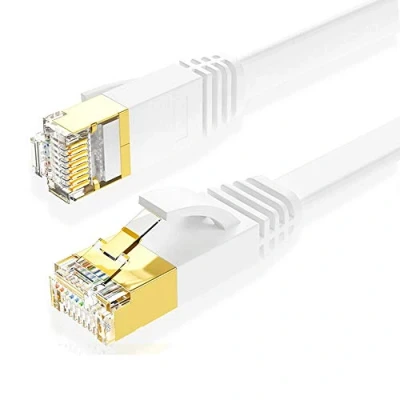 Immagine di Eono Cavo Ethernet Cat 7, RJ45 per Rete Piatto Cavi Internet Alta Velocità 10Gbps 600MHz Compatibile con PC, PS5, TV Box, Modem, Router, Panelli Patch (Flat White, 3 Meters/10FT)
