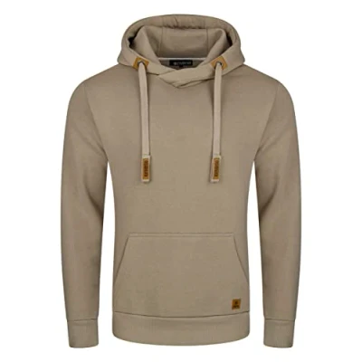 Immagine di riverso RIVNiklas Felpa da Uomo con Cappuccio, Tasche a Marsupio, Colletto Cross Over, Regolare, Tinta Unita, in Cotone, Cobblestone Beige, XL