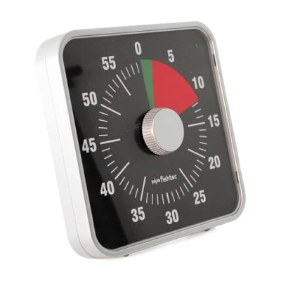 Immagine di FISHTEC Timer gigante elettronico quadrato 60 minuti 2 zone di colore silenzioso Grandi numeri su piede o magnetico Cucina, aula 19 x 4,5 cm
