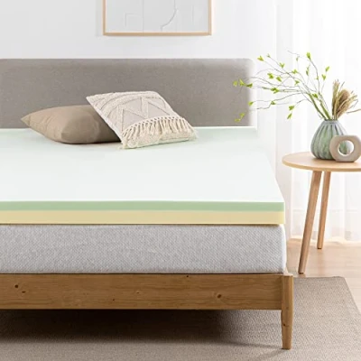 Immagine di Zinus Topper Materasso in schiuma con tè verde, 7,6 cm, viscoelastico sollievo dalla pressione, certificata CertiPUR US, rivestimento scatola, 150 x 190 cm
