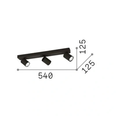 Immagine di Ideallux Ideal Lux Rudy Faretto rotondo da soffitto, nero, a 3 luci, metallo