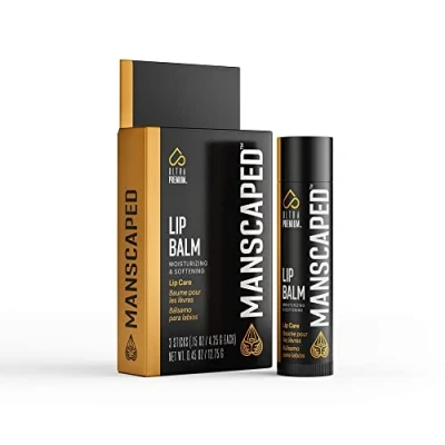 Immagine di MANSCAPED® balsamo per labbra idratante e lenitivo, infuso con vitamina E, olio di menta piperita eucalipto screpolate, finitura opaca (confezione da 3)