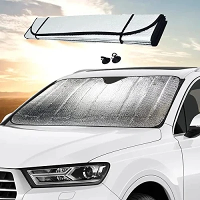 Immagine di Walbox Parasole Auto Parabrezza, Per Interno Pieghevole Con Elastici e Ventose, Coprisole Contro i Raggi UV, (130x60)