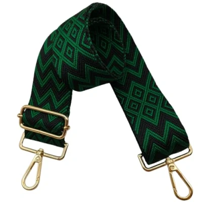 Immagine di Tracolla per Borsa Donna 5cm Larga Tracolla, Tracolle Regolabile, Cinghie con Fibbia Oro Borsetta, Crossbody in Tela Accessori DIY(Nero/Verde), 12