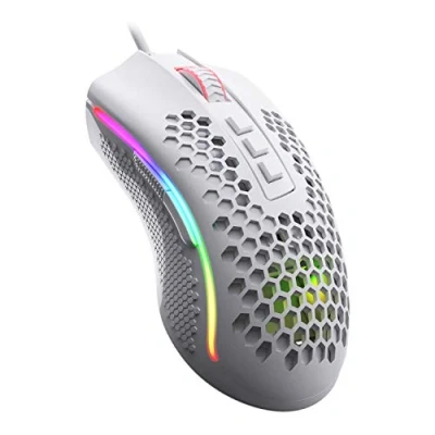 Immagine di Redragon M808 Storm Mouse da gioco RGB leggero, guscio ultraleggero 85 g, sensore ottico 12.400 DPI, 7 pulsanti programmabili, registrazione precisa, cavo Super Lite, bianco